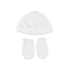 White newborn set of mittens and hat