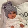Grey bow winterhat with pompoms 