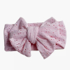 Torn dots bow hair band pink