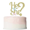 Gender reveal glitter paper cake topper