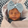 Newborn hat with bow gray gray striped