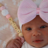 Newborn hat white with pink bow