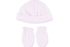 Pink newborn set of mittens and hat