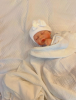 Newborn hat with mini ribbon bow white extra warm
