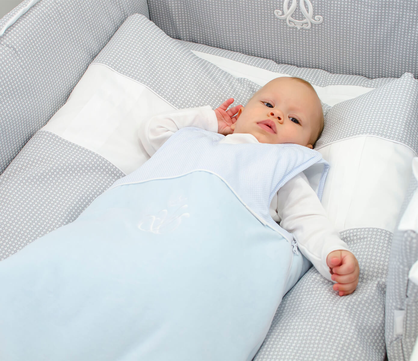 Looking For Blue Velvet Royal Monogram Sleeping Bag Kidsluxuryeu