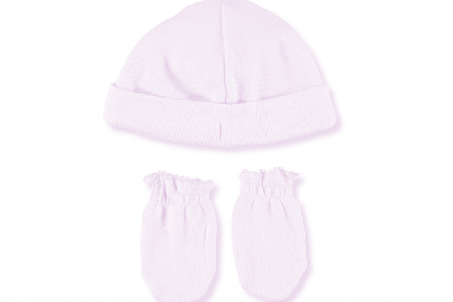 Pink newborn set of mittens and hat