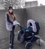 Fur Trim Baby stroller gray