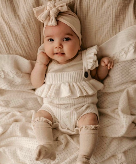 Baby Turban bows 6-18M beige