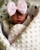 Newborn hat white with pink bow