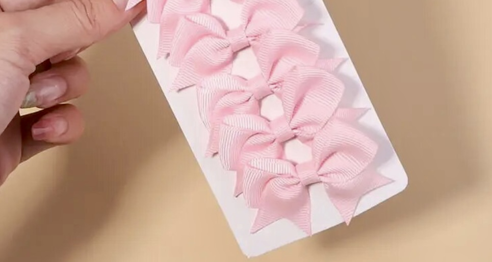 Licht roze mini bow clip set 4PC