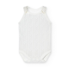 Lace summer baby romper Creme