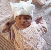 Newborn hat with bow of ribbon white extra warm