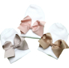 Newborn hat white with old pink ribbon bow extra warm