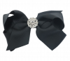 White bow hair clip with strass stones